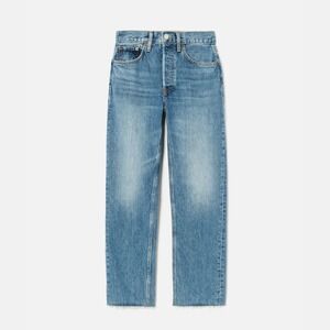 Re/Done | 100% Cotton 70s High Rise Stove Pipe Straight-Leg Denim Blue‎ Jeans 25